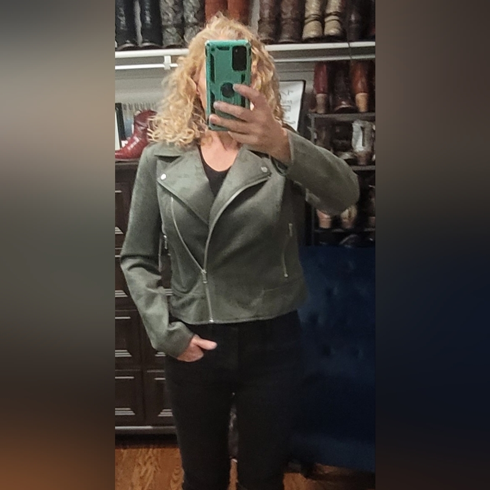 BB Dakota by Steve Madden Ladies Suede Moto Jacket Olive - Picture 3 of 10